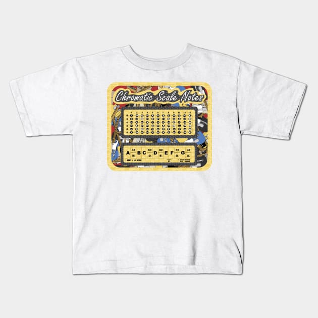 Chromatic Scale Guitar Notes Kids T-Shirt by GR8DZINE